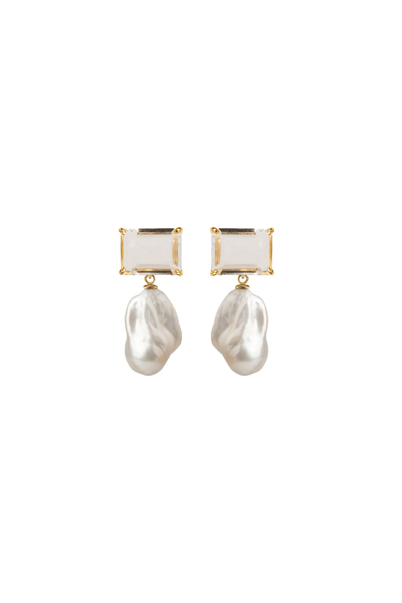 Stone Pearl Drop Earrings