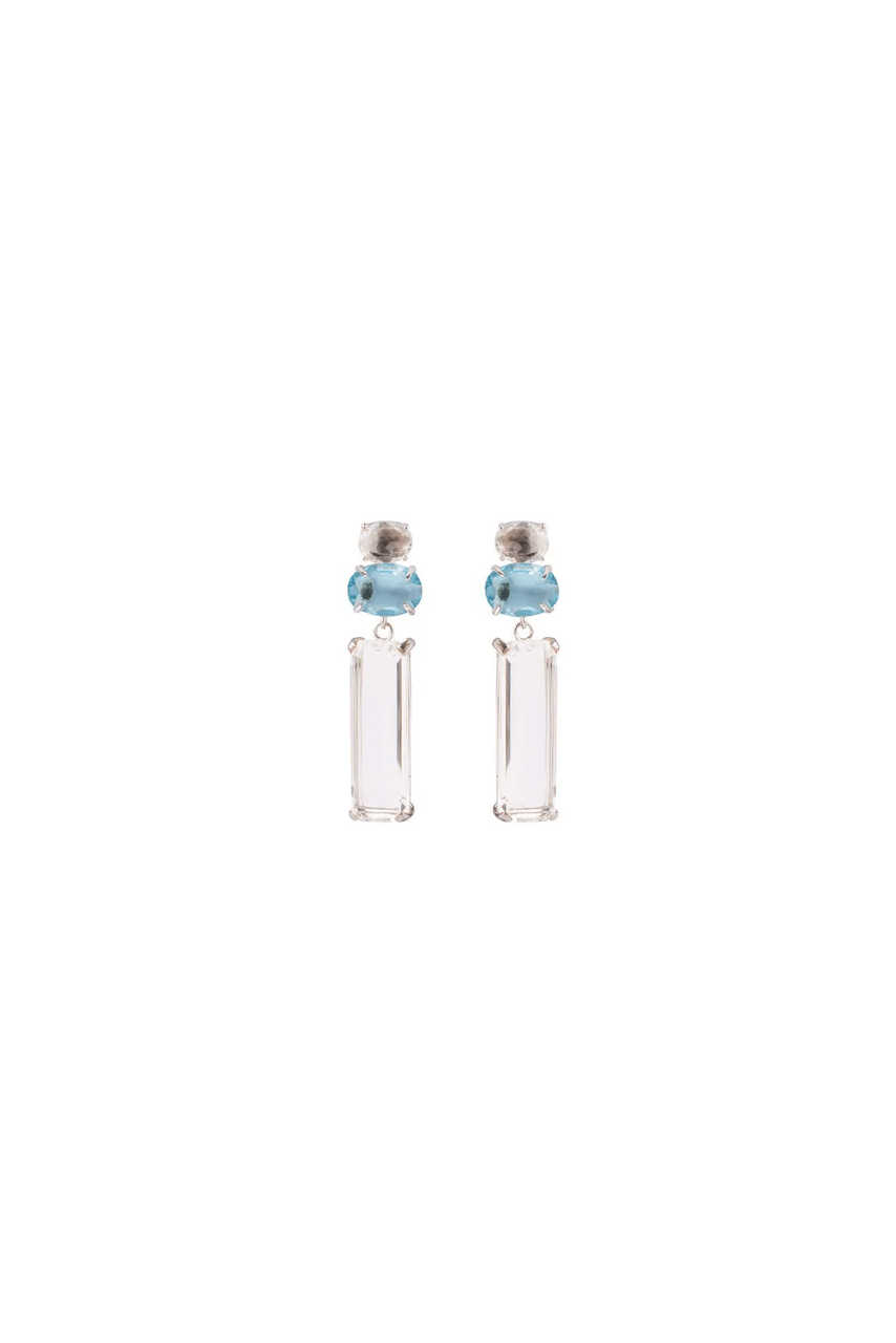 Clear and Blue Quartz Stone Drop Earrings