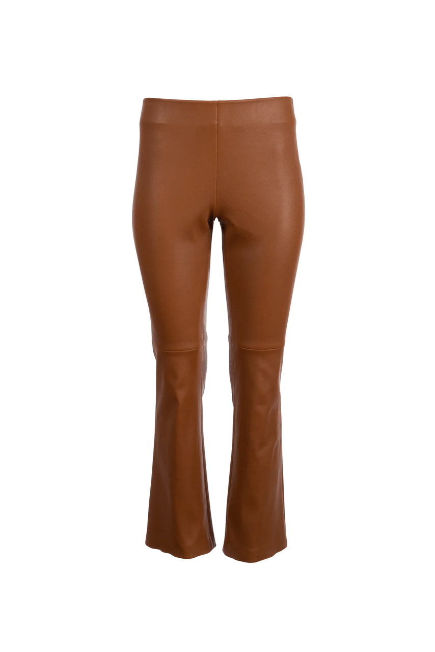 Leather Kick Flare Pant - Saddle