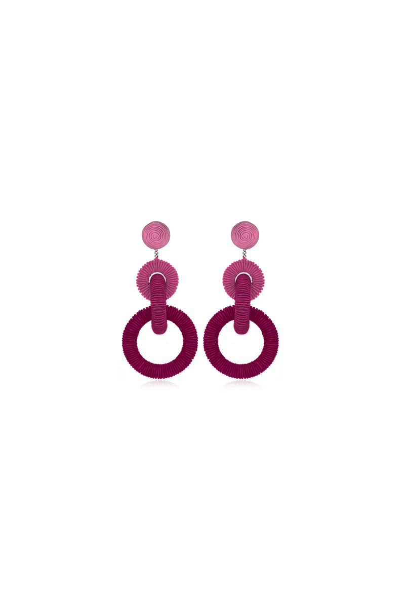 Corded Hoop Earrings - Berry Ombre