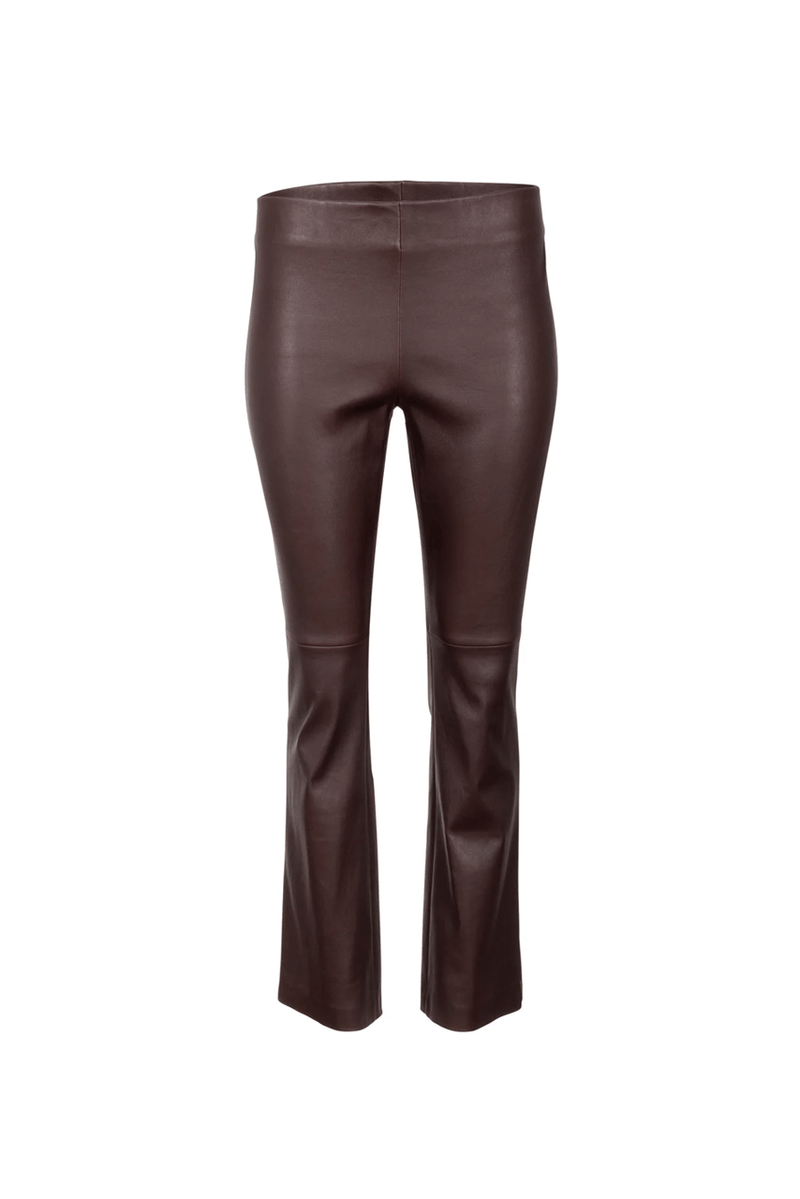 Leather Kick Flare Pant - Burgundy