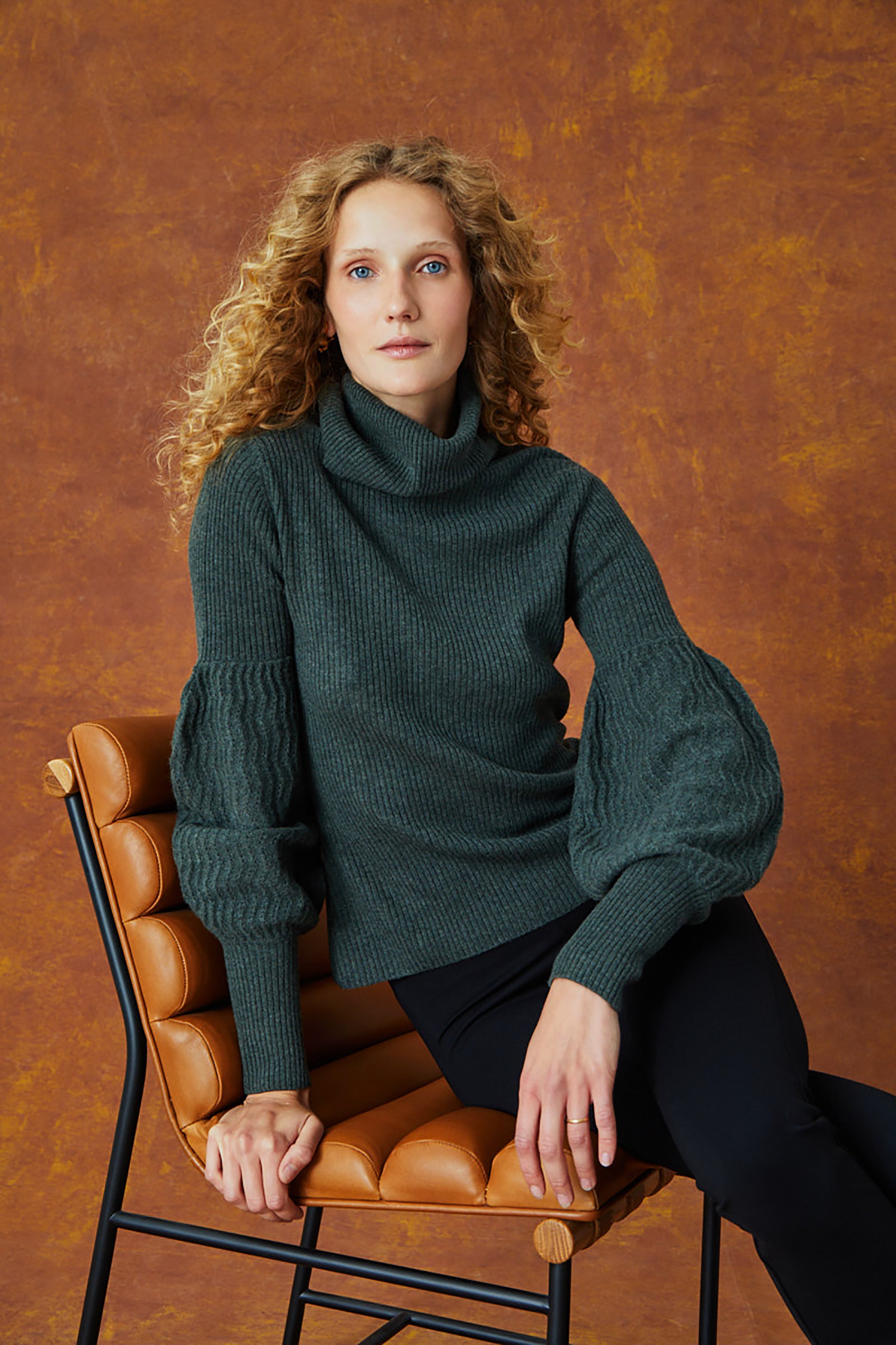 Bulb Sleeve Turtleneck - Olive – Charlotte Brody