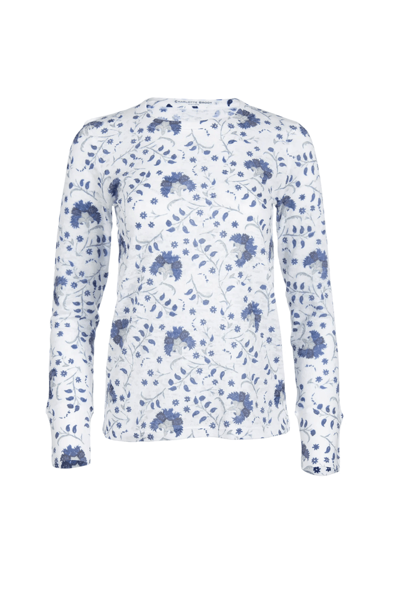 Long Sleeve Waffle Burnout Tee - Indigo Lotus