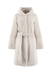 Grooved Shearling Coat - Ivory