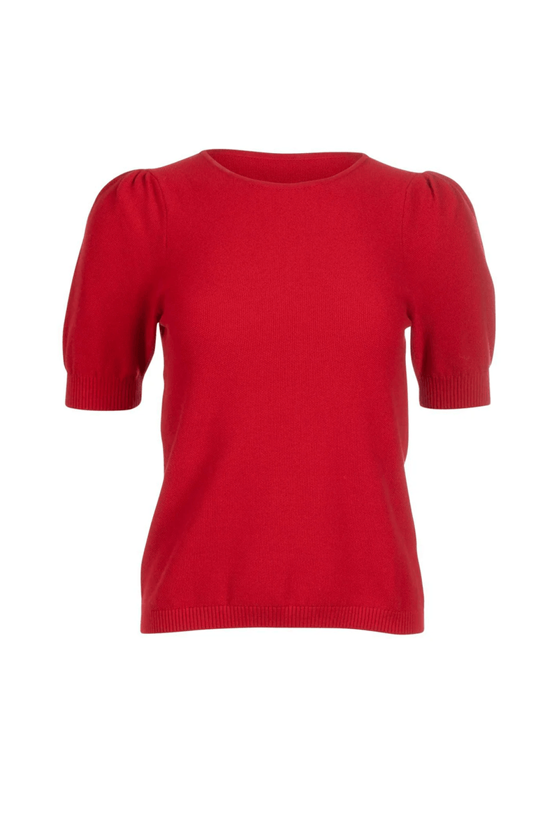 Ruched Sleeve Sweater - Red