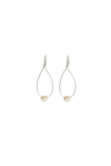 Oval Pearl Drop Earrings - Silver