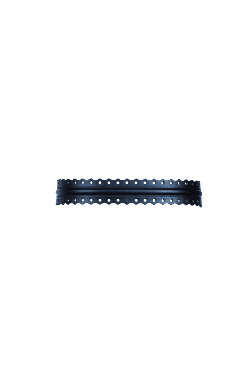 Slim Fretwork Belt - Navy