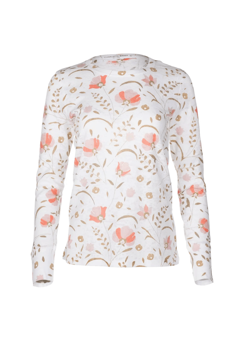 Long Sleeve Waffle Burnout Tee - Blush Cottage Garden