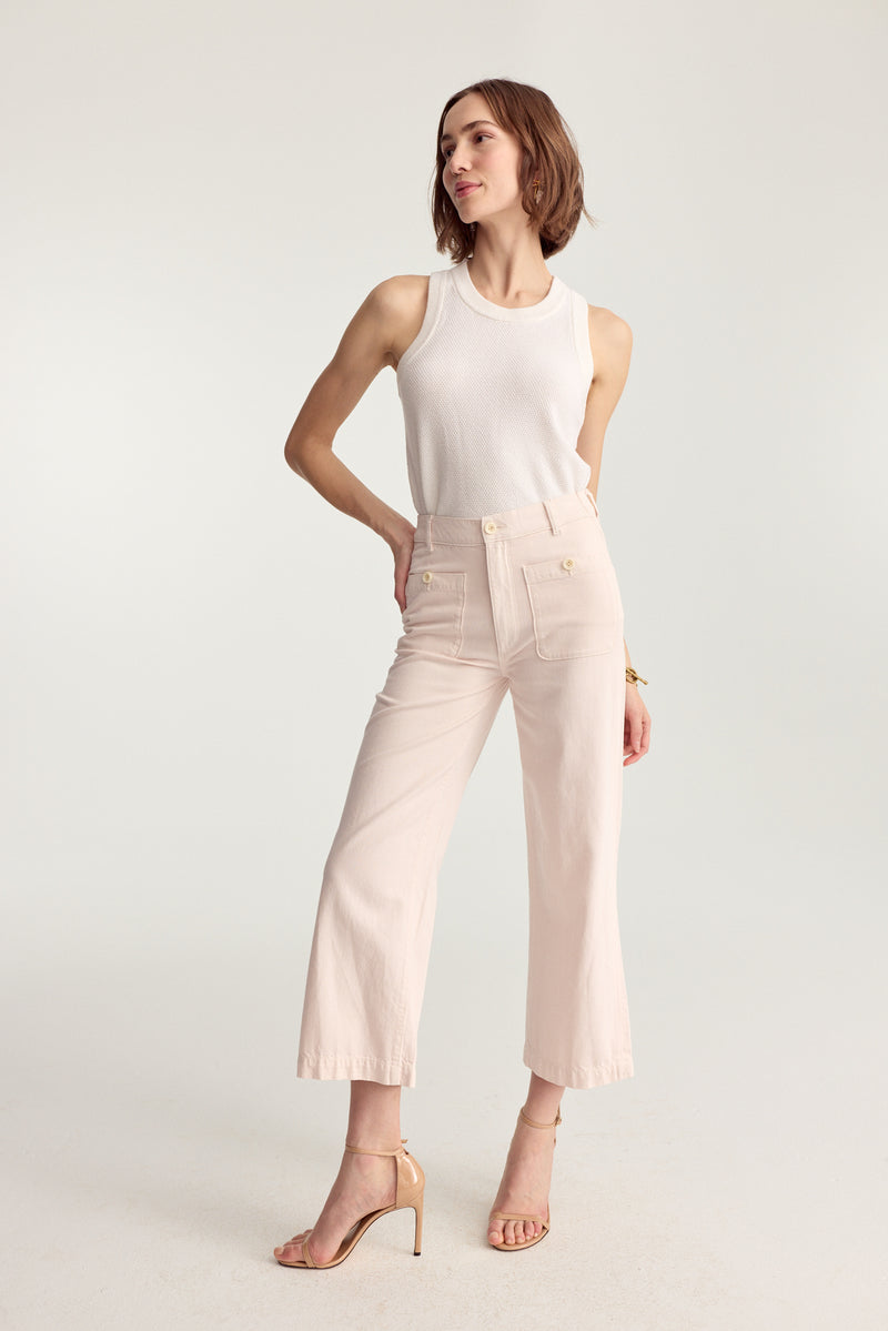 Hepburn Wide Leg Crop Jean - Primrose Pink