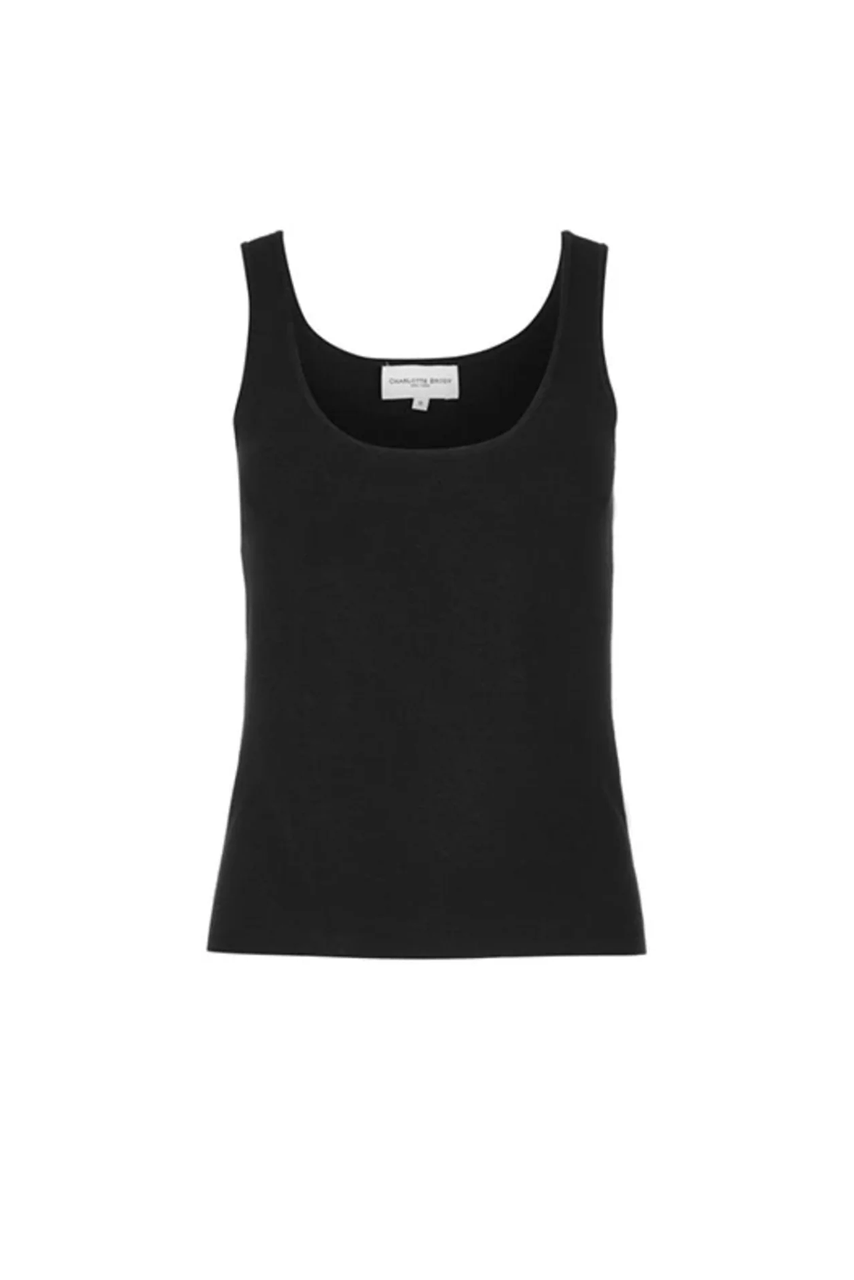 High Low Knit Tank - Black