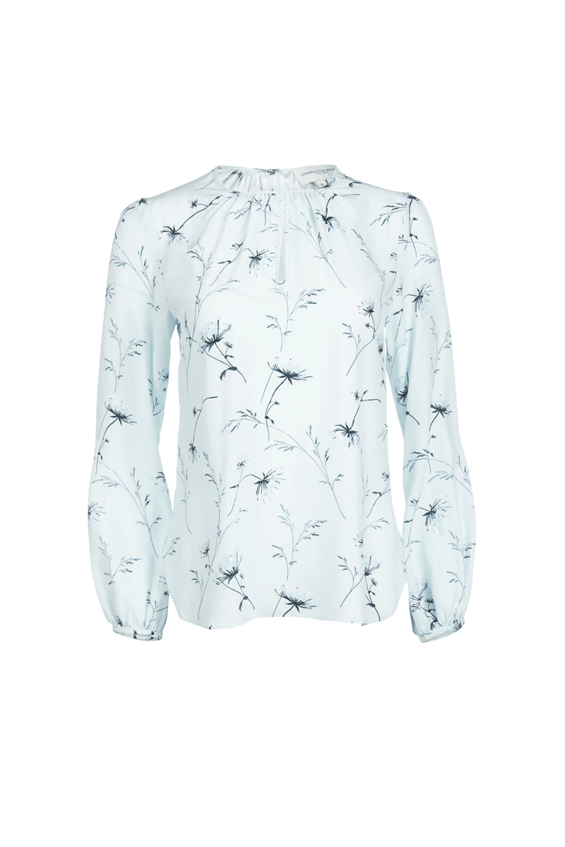 Keyhole Blouse - Blue Flora