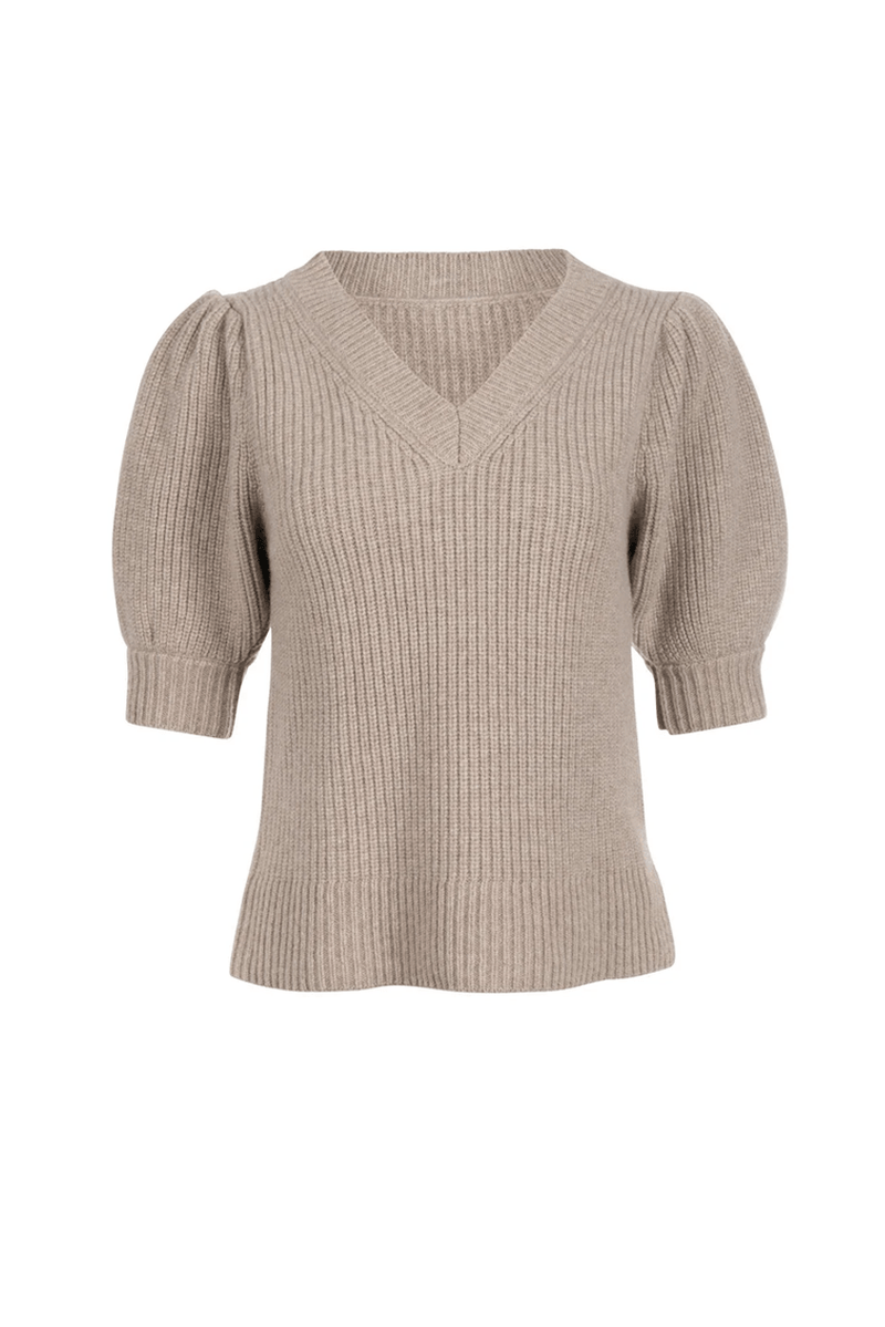 V Neck Cleo Sweater - Fawn