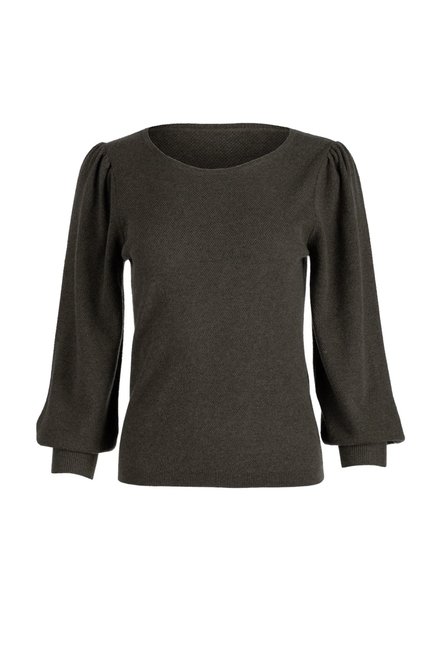 Ruched Long Sleeve Sweater - Olive