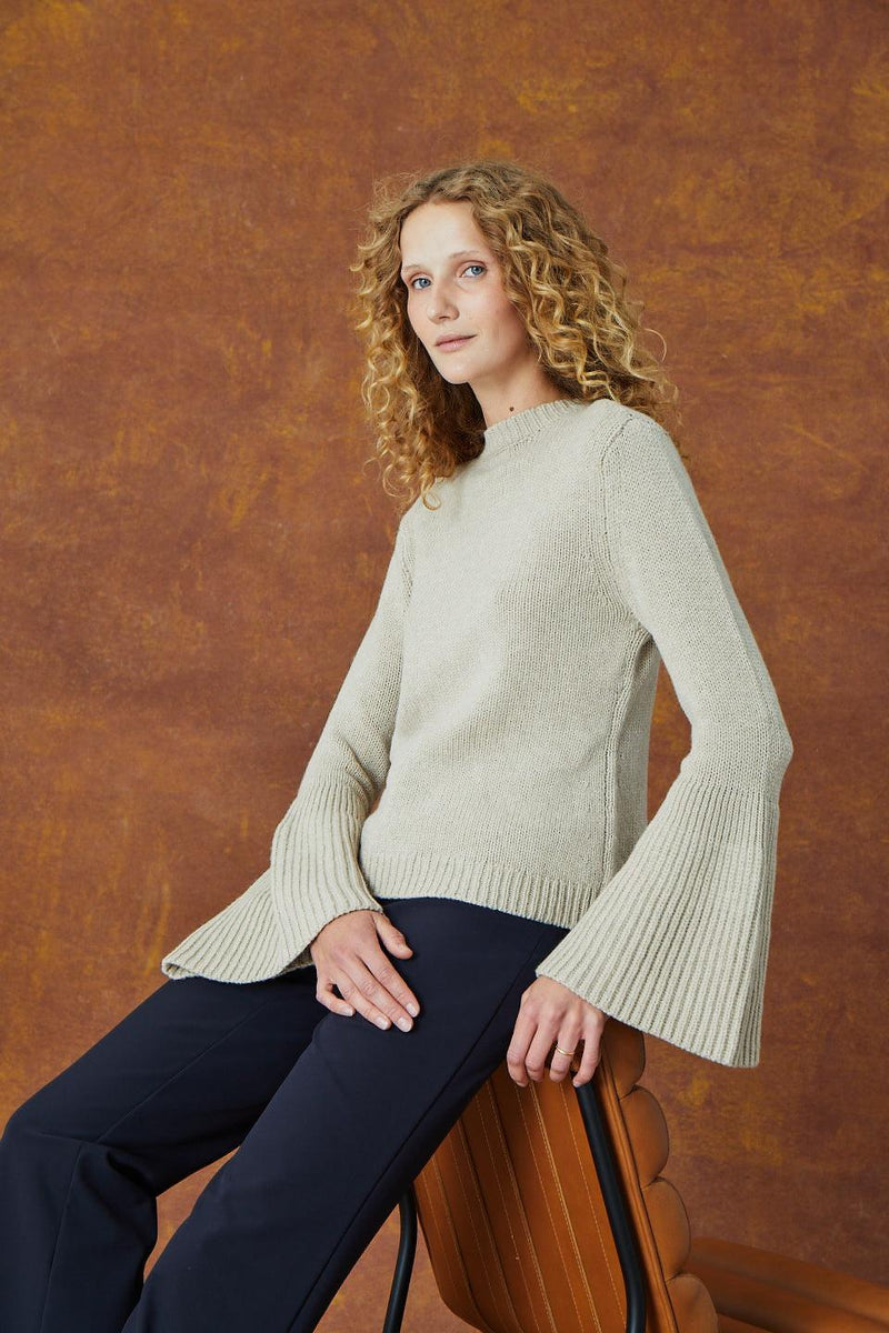 Trumpet Sleeve Sweater - Sand