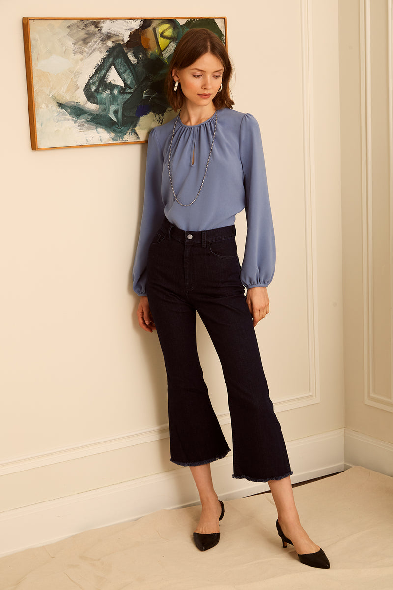 Keyhole Blouse - Smoky Blue – Charlotte Brody