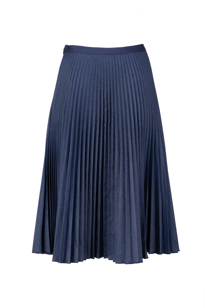 Pleated Skirt - Indigo Denim – Charlotte Brody