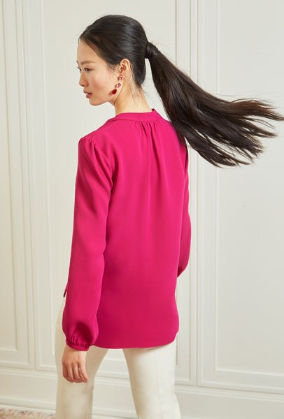 Long Sleeve Gathered Blouse Hot Pink Charlotte Brody 