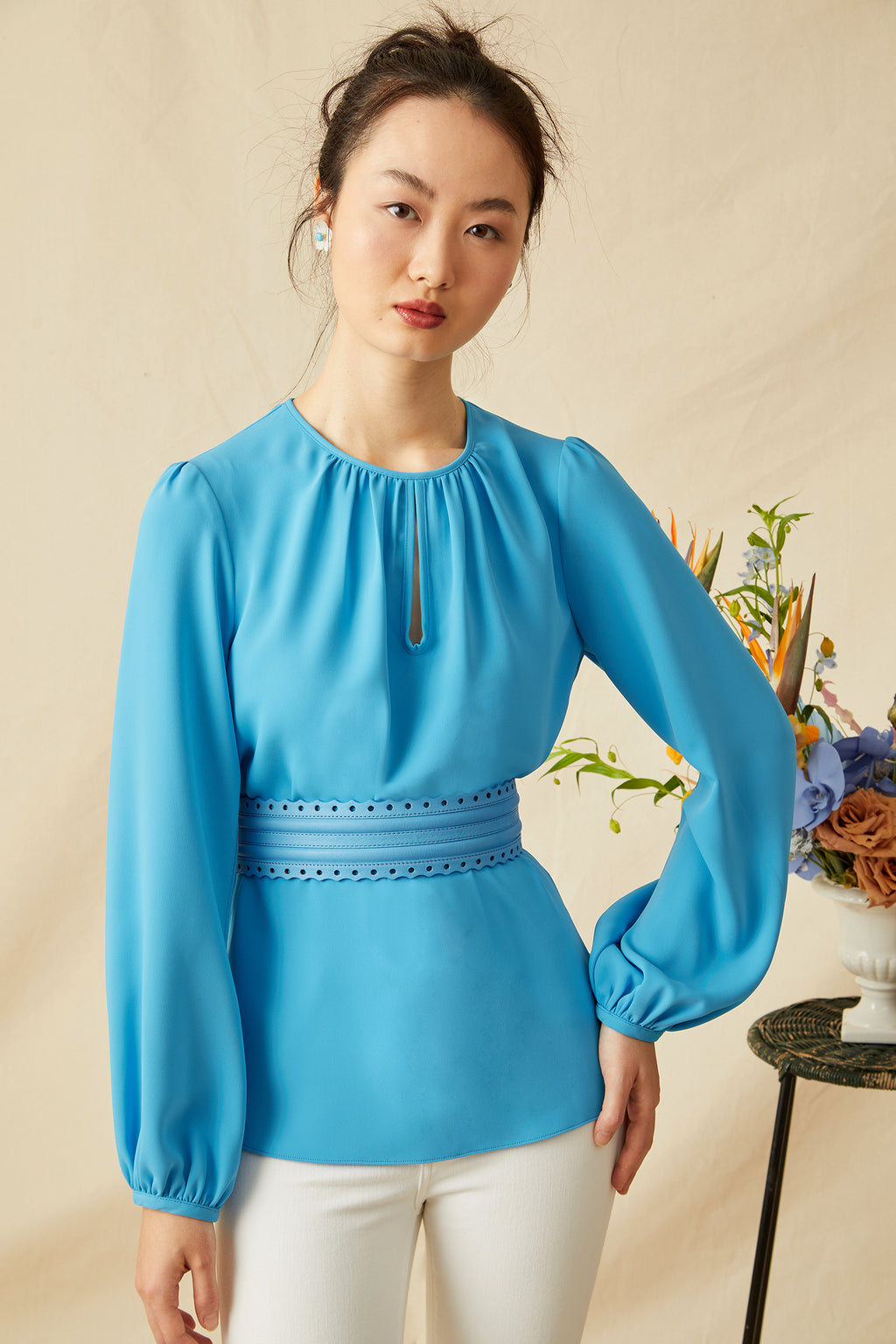 Keyhole Blouse - Azul