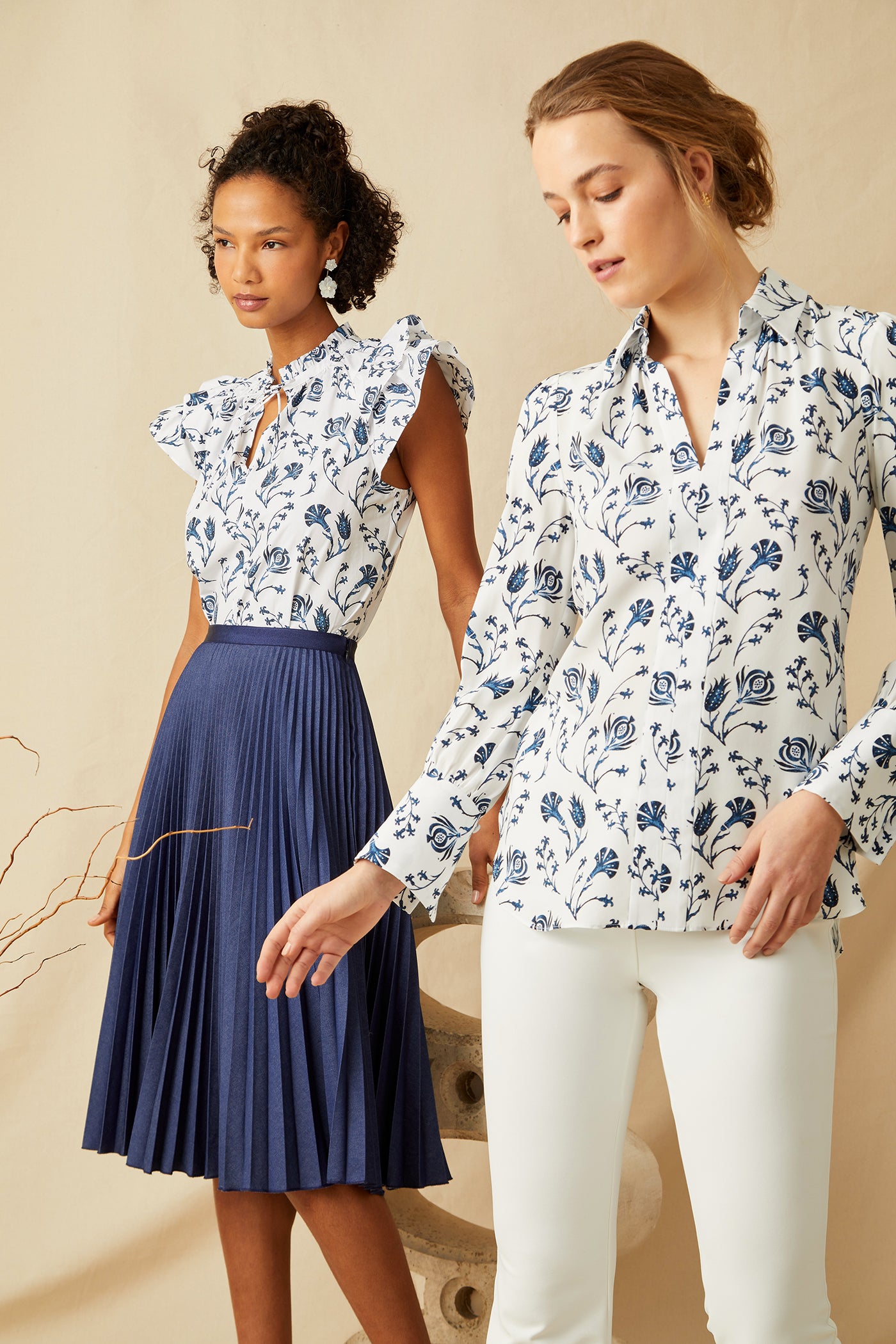 Butterfly Blouse - Navy Pomegranate – Charlotte Brody