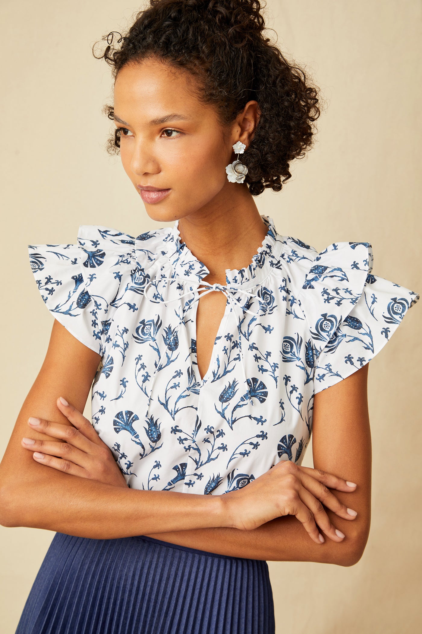 Butterfly Blouse - Navy Pomegranate – Charlotte Brody