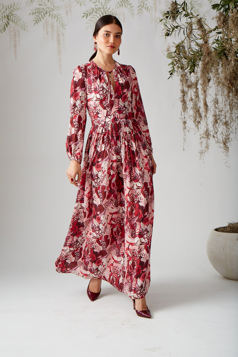 Stella Dress - Burgundy Groovy Blooms